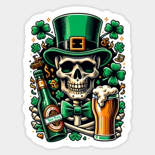 Skull and Beer St Patricks Day Sticker